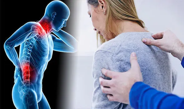 Person experiencing widespread pain from Fibromyalgia in shoulders and back."